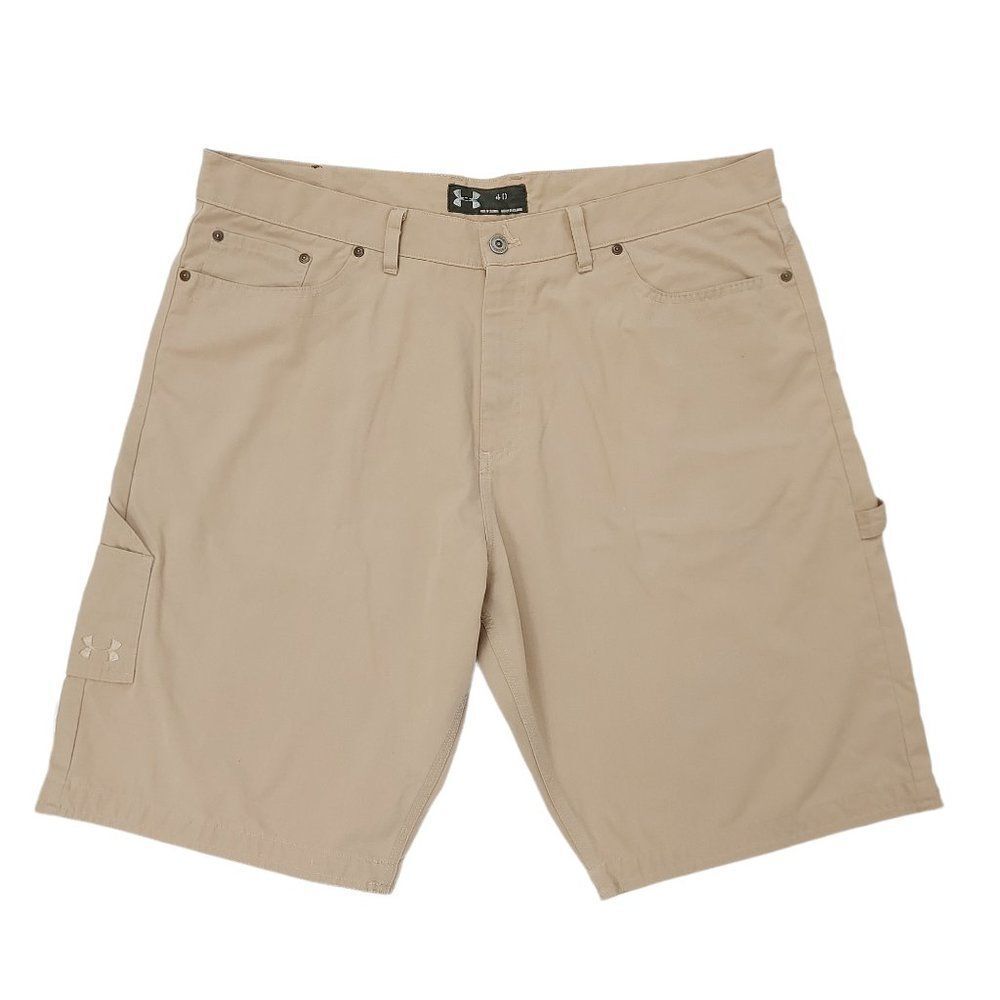 Under Armour Cargo Shorts Mens 40 Beige Flat Front Casual Utility Hiking Outdoor